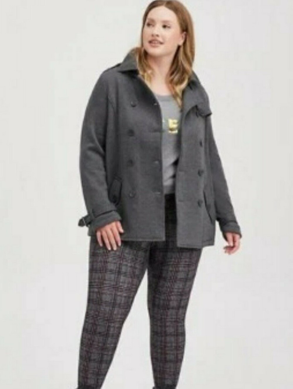 torrid Gray Double-Breasted Peacoat Jacket Coat
